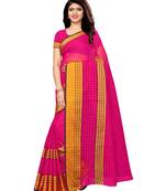 Pink woven chanderi saree with blouse