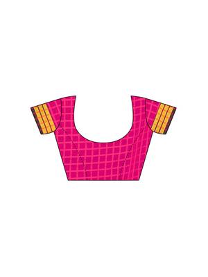 Pink woven chanderi saree with blouse 5