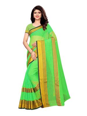 Green Woven Chanderi Saree With Blouse 1