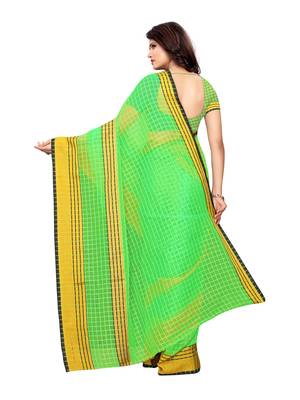 Green Woven Chanderi Saree With Blouse 4
