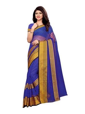 Purple woven chanderi saree with blouse 1