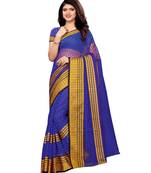 Purple woven chanderi saree with blouse