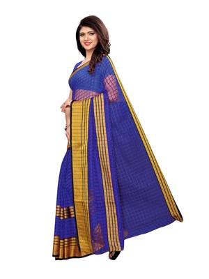 Purple woven chanderi saree with blouse 2