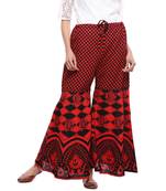 Red Cotton Printed Palazzo