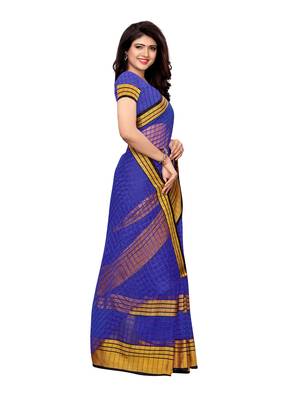 Purple woven chanderi saree with blouse 3