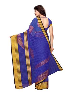Purple woven chanderi saree with blouse 4