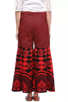 Red Cotton Printed Palazzo