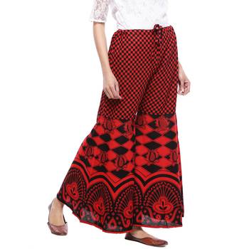 Red Cotton Printed Palazzo 4