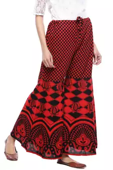 Red Cotton Printed Palazzo