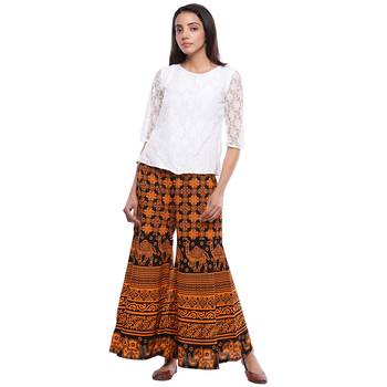 Orange Cotton Printed Palazzo 3