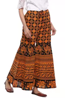 Orange Cotton Printed Palazzo