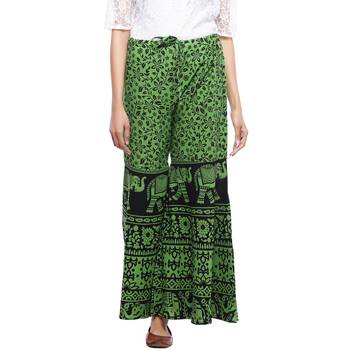 Green Cotton Printed Palazzo 1