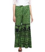 Green Cotton Printed Palazzo