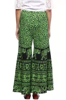 Green Cotton Printed Palazzo