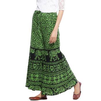 Green Cotton Printed Palazzo 4