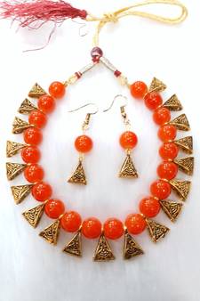 Necklace  Maroon Set Haar Beads Gold Plated Indian Jewelry With Earrings  Bollywood  For women & Girls