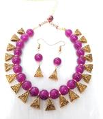 Necklace  Orange Set Haar Beads Gold Plated Indian Jewelry With Earrings  Bollywood  For women & Girls