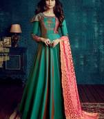 Green resham embroidery taffeta salwar