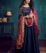Blue resham embroidery taffeta salwar