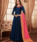 Blue resham embroidery taffeta salwar