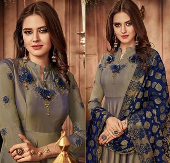 Grey resham embroidery taffeta salwar 2