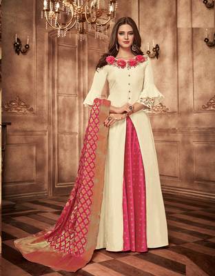 White resham embroidery taffeta salwar 1