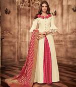 White resham embroidery taffeta salwar