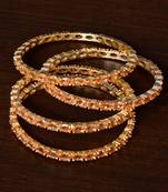 Champagne Colored Stone Embellished Two Pairs of Designer Bangles