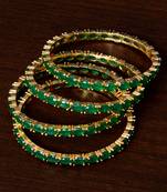 Emerald Embellished Two Pairs of Designer Bangles