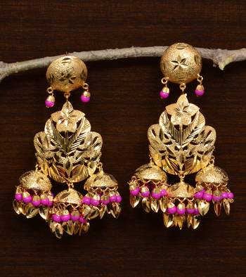 Traditional Punjabi Bollywood Styles Leafy Danglers cum Tikka 217MT231 1