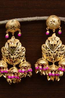 Traditional Punjabi Bollywood Styles Leafy Danglers cum Tikka 217MT231