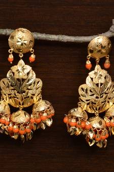 Traditional Punjabi Bollywood Styles Leafy Danglers cum Tikka 217MT232