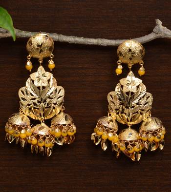 Traditional Punjabi Bollywood Styles Leafy Danglers cum Tikka 217MT233 1