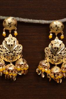Traditional Punjabi Bollywood Styles Leafy Danglers cum Tikka 217MT233