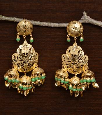 Traditional Punjabi Bollywood Styles Leafy Danglers cum Tikka 217MT234 1