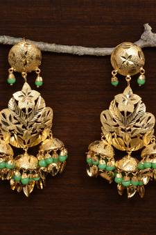 Traditional Punjabi Bollywood Styles Leafy Danglers cum Tikka 217MT234