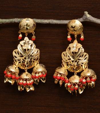 Traditional Punjabi Bollywood Styles Leafy Danglers cum Tikka 217MT236 1