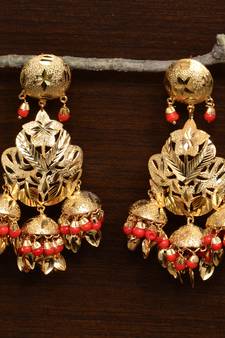 Traditional Punjabi Bollywood Styles Leafy Danglers cum Tikka 217MT236