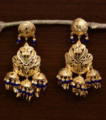 Traditional Punjabi Bollywood Styles Leafy Danglers cum Tikka 217MT237 1