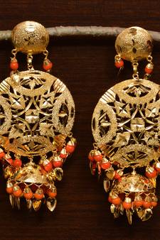 Traditional Punjabi Bollywood Styles Leafy Danglers cum Tikka 217MT238