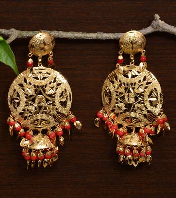 Traditional Punjabi Bollywood Styles Leafy Danglers cum Tikka 217MT239 1