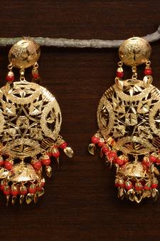 Traditional Punjabi Bollywood Styles Leafy Danglers cum Tikka 217MT239