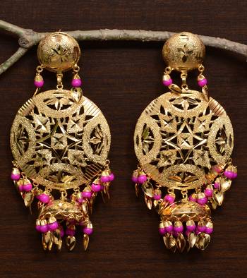Traditional Punjabi Bollywood Styles Leafy Danglers cum Tikka 217MT242 1