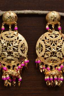 Traditional Punjabi Bollywood Styles Leafy Danglers cum Tikka 217MT242