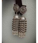 German Silver Hand Made Dangler Jhumka With Black Pearl Hangings
