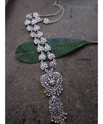 German Silver - Long Necklace In Tribal Pattern 1