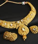 gold tone delicately crafted choker necklace set