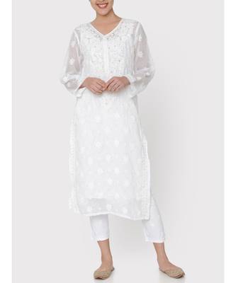 Kota Chikankari kurti with beautiful mukesh work 1