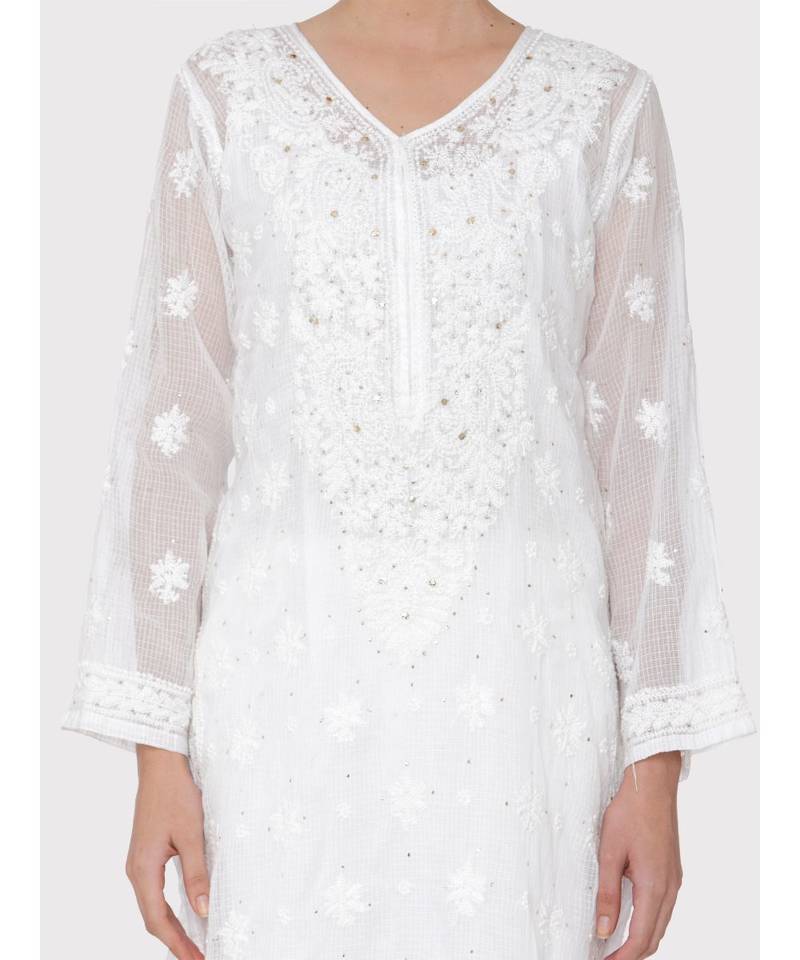 Kota Chikankari kurti with beautiful mukesh work
