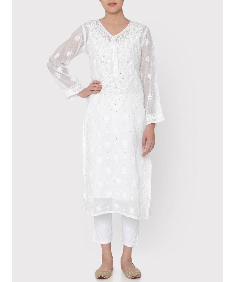 Kota Chikankari kurti with beautiful mukesh work